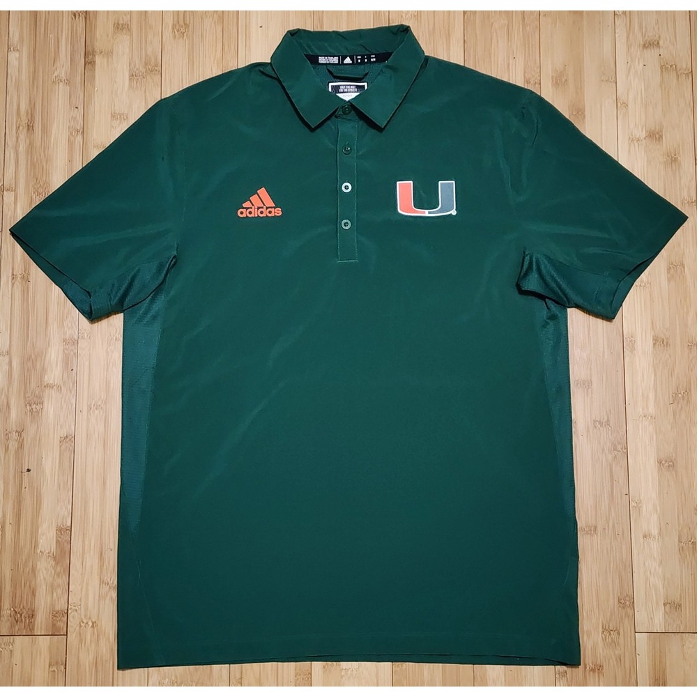 Miami Hurricanes Polo Shirt Mens M NCAA Football Adidas Player ID Team Issued